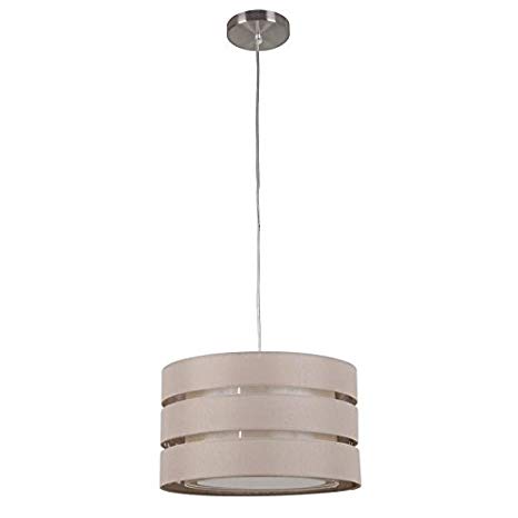 Style Selections 17-in Brown Pendant Light with Fabric Shade