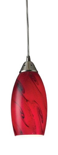 Elk 20001/1RG Galaxy 1-Light Pendant In Red And Satin Nickel Finish