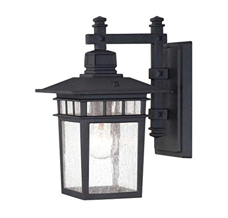 Savoy House 5-9590-BK Outdoor Sconce with Clear Seedy Shades, Textured Black Finish