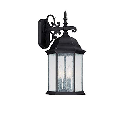 Capital Lighting 9834BK Main Street 3-Light Outdoor Wall Lantern, Black with Seeded Glass