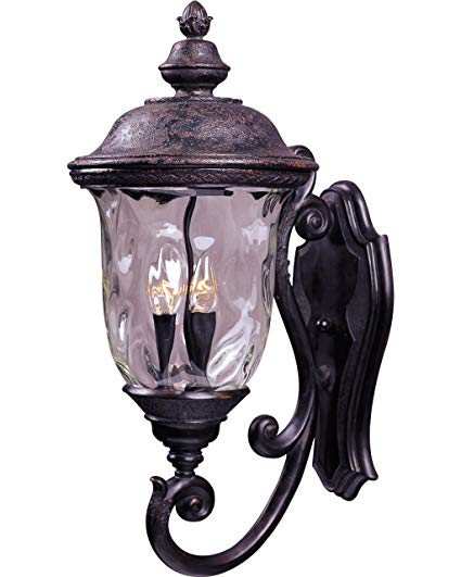 Maxim Lighting 40424WGOB Carriage House VX 3-Light Bottom Mount Outdoor 26.5-Inch Wall Lantern, Oriental Bronze Finish
