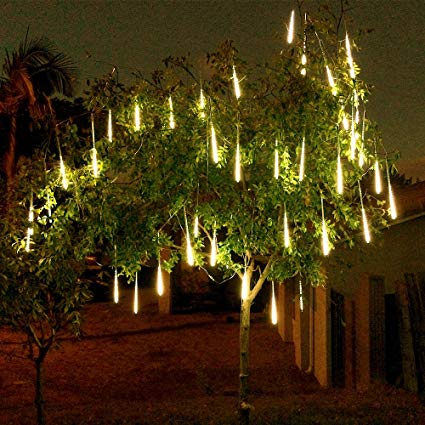 Alion Home LED Meteor Shower Waterproof Rain SMD Tubes Lights for Outdoor, Garden, Tree Decor (40 Tubes 40 FT, Warm White)