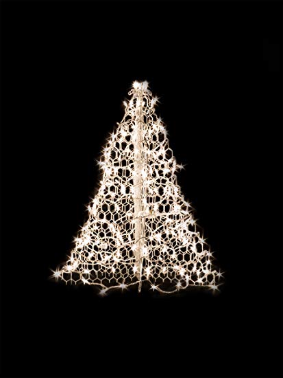 3' White Wire Crab Pot Christmas Tree with 200 Clear Incandescent Mini Lights