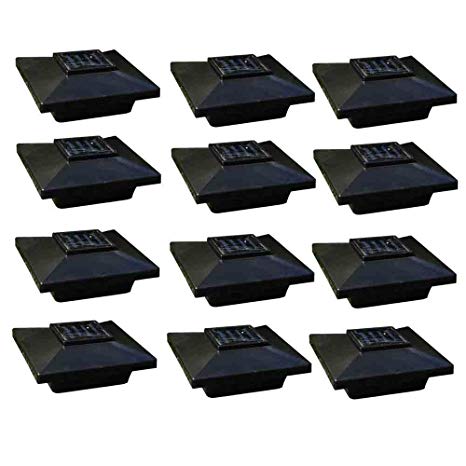 (12 Pack) Solar Post Cap Low Profile 4 SMD LED Off 4