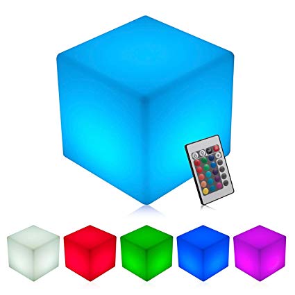 INNOKA 16-inch LED Cube Light, Waterproof & Cordless [Extra Large Glow Cube] Rechargeable, RGB Color Changing Table Chair for Pool Light, Outdoor, Home, Patio, Party, Mood Lamp, Decorative Lighting