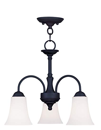 Livex Lighting 6464-04 Ridgedale 3-Light Convertible Hanging Lantern/Ceiling Mount, Black