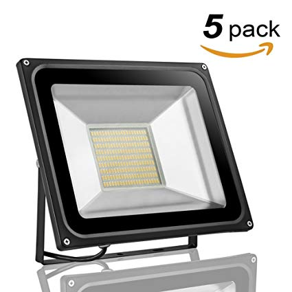 Missbee 100W Led Flood Light,Outdoor Spotlight,Waterproof IP65,2800-3000K,11000lm, Super Bright Security Lights for Garage, Garden, Lawn,Yard and Playground (warm White) (5 Pack)