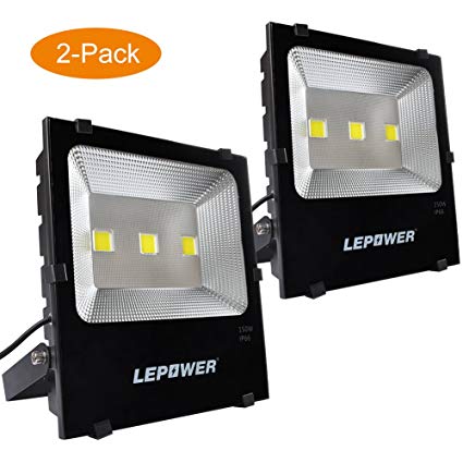 LEPOWER 2 Pack 150W New Craft LED Flood Light, Super Bright Outdoor Work Light, 750W Halogen Bulb Equivalent, IP66 Waterproof, 11000lm, 6500K, Led Flood Light Outdoor(150W White Light)