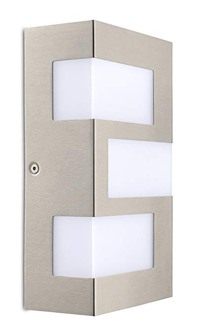 Eglo 94086A 3x2.5W LED Outdoor Wall Light with White Plastic Glass, Stainless Steel Finish