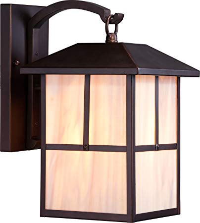 Nuvo Lighting 60/5672 Tanner Medium One Light Wall Lantern 100-watt A19 Outdoor Porch and Patio Lighting with Honey Stained Glass, Claret Bronze