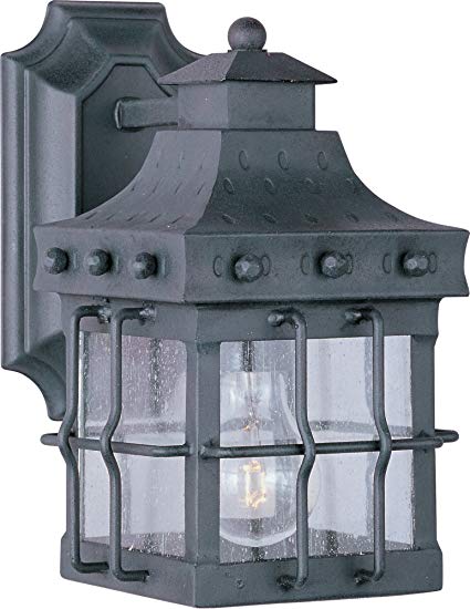 Maxim 30081CDCF Nantucket 1-Light Outdoor Wall Lantern, Country Forge Finish, Seedy Glass, MB Incandescent Incandescent Bulb , 100W Max., Dry Safety Rating, Standard Dimmable, Glass Shade Material, 5750 Rated Lumens
