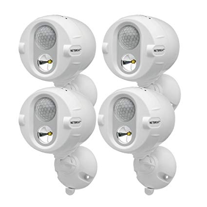 Mr Beams MBN344 Networked LED Wireless Motion Sensing Spotlight System with NetBright Technology, 200-Lumens, White, 4-Pack