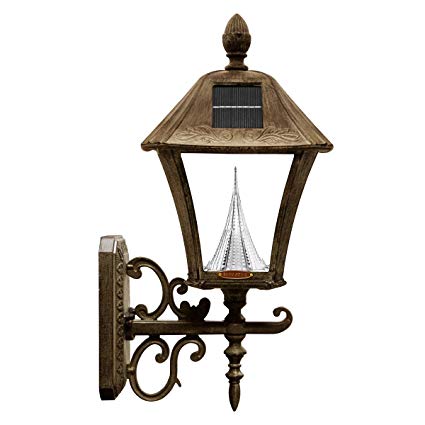 Gama Sonic Baytown Solar Outdoor LED Light Fixture, Wall Mount, Weathered Bronze Finish #GS-106W-WB