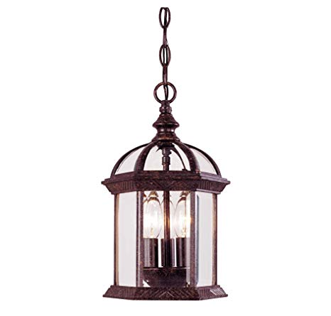 Savoy House 5-0635-72 Outdoor Pendant with Clear Beveled Shades, Rustic Bronze Finish